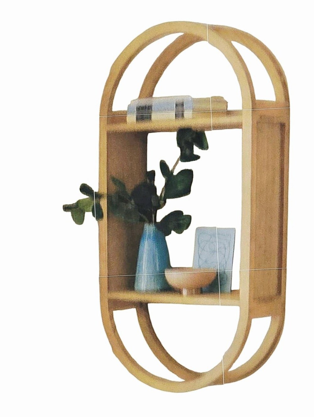 Threshold Brown Finish Vertical/Horizontal Oval Wall Shelf